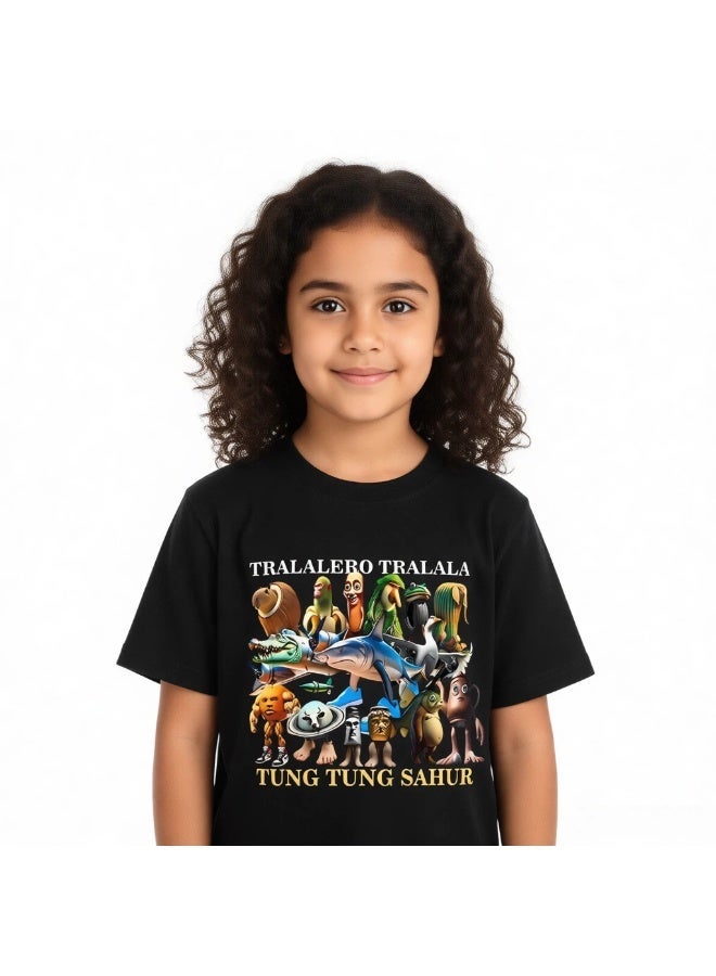 Cartoon AI Classic of Mountains and Seas Stick Figure Tung Children's Student Short-Sleeved T-Shirt - Image 2